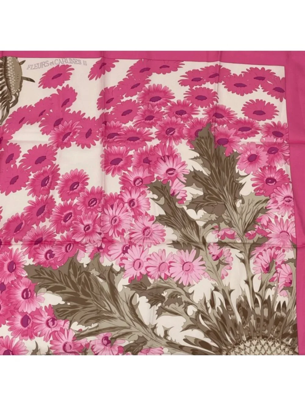 Hermes Scarf Carre 90 Square Pink Multicolor Floral Silk 100% Fleurs Et Carlines - Picture 5 of 8